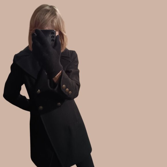 DKNY Chic & Tailored Black Wool Peacoat 2 - Picture 2 of 15